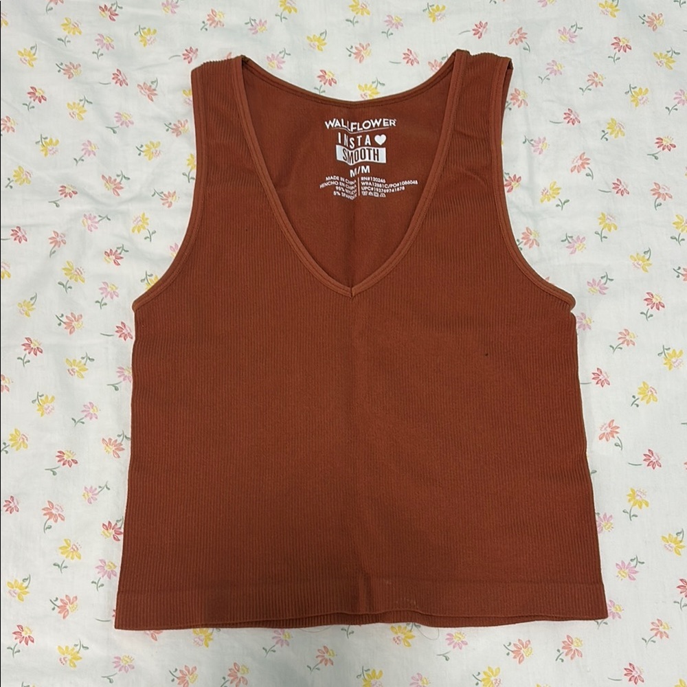 Wallflower Women's Rust Ribbed Tank Top